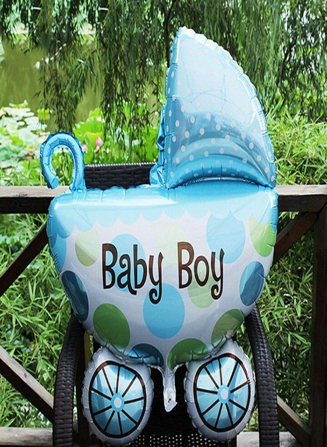 AFTERSTITCH baby Boy shower decoration items props, baby shower decoration foil balloons Its a boy Welcome Home Party Decor (Boy CRADLE CART) - Image 2